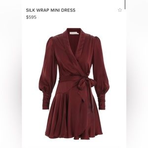 Zimmermann Burgundy Silk Wrap Dress
